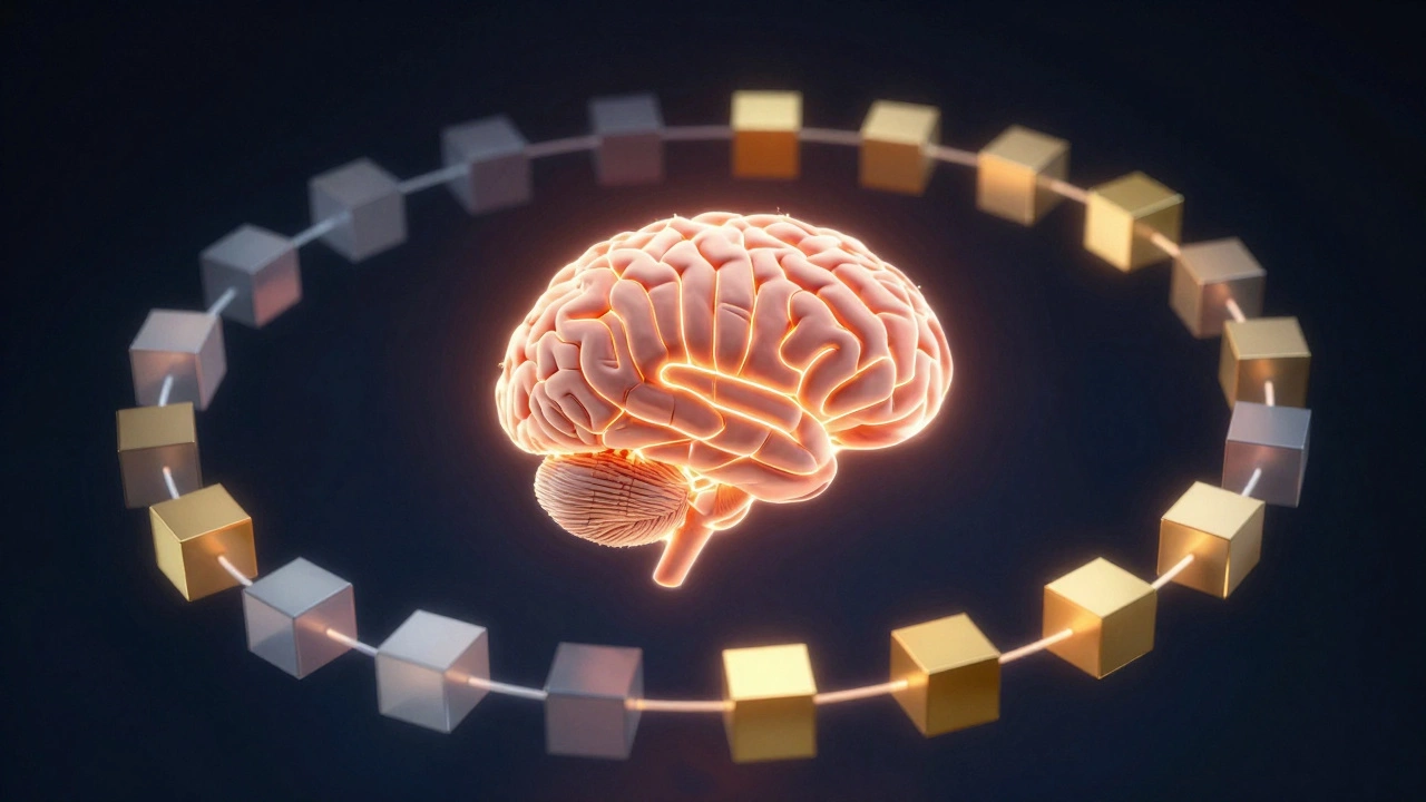 Abstract brain illustration showing neural connections and memory retention