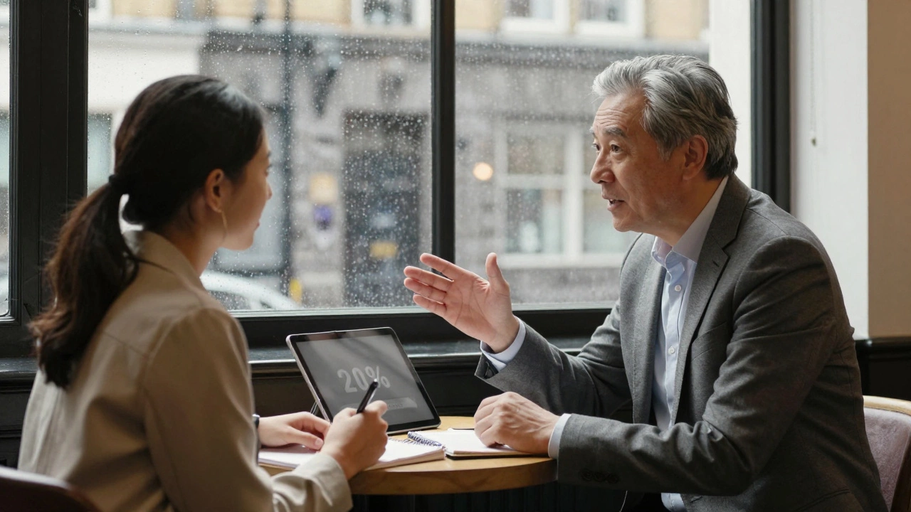 Mentor and mentee having a discussion in a cafe