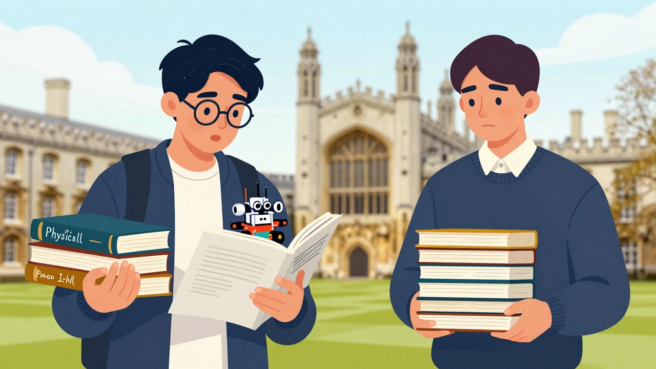Student engaging in robotics vs passive studying for Cambridge