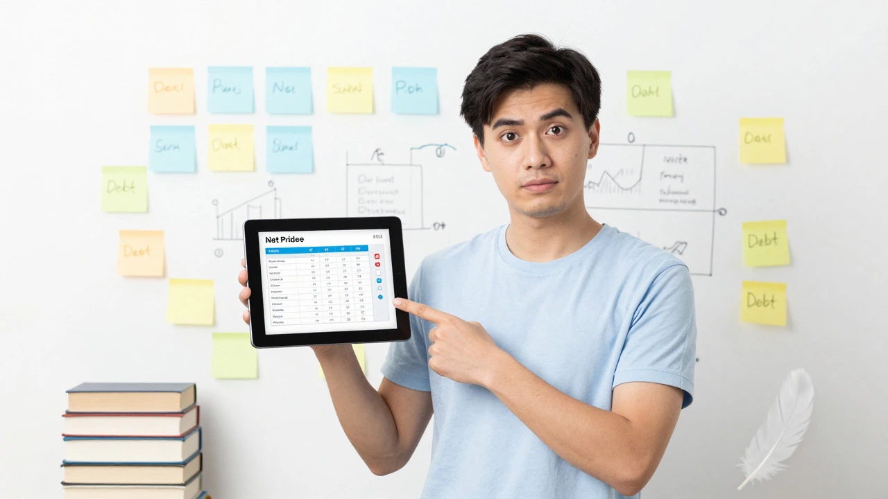 Student using tablet calculator to plan college financial aid strategy
