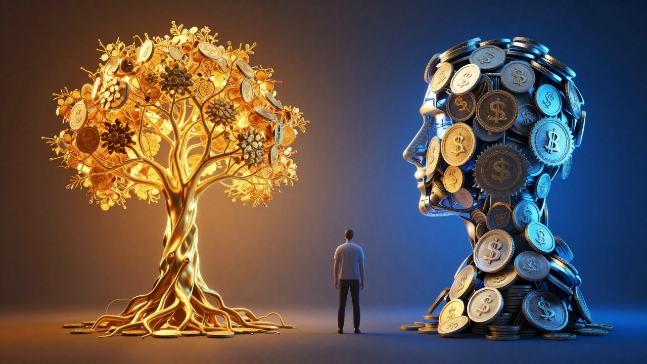 Symbolic art showing warm internal growth versus cold external rewards for learners.