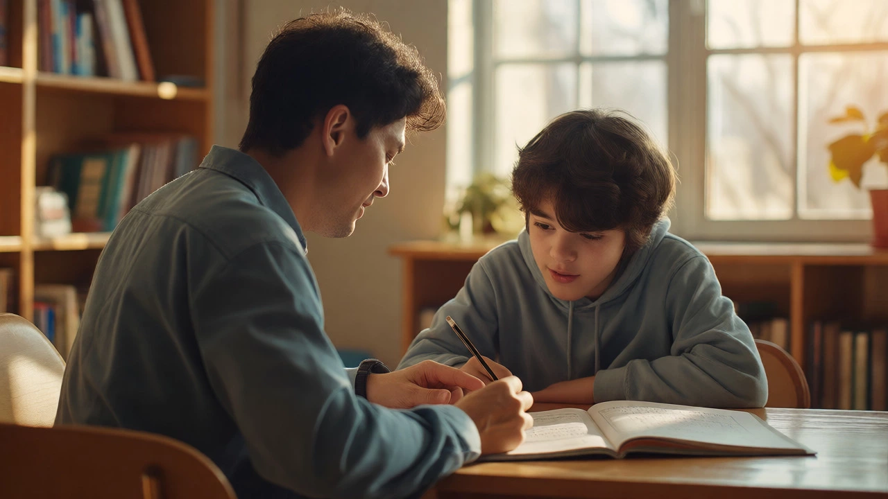 Tutor and student having a positive one-on-one lesson in a bright room