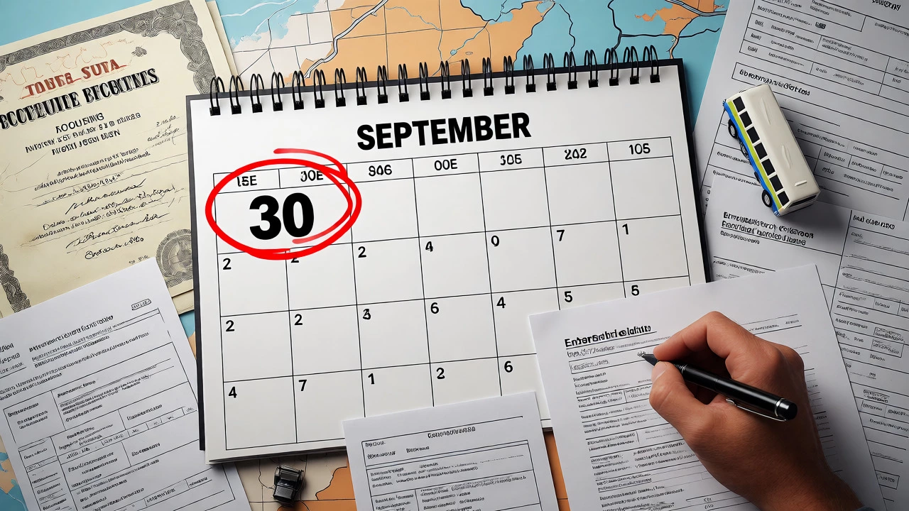 Calendar marking September 30 deadline with enrollment papers