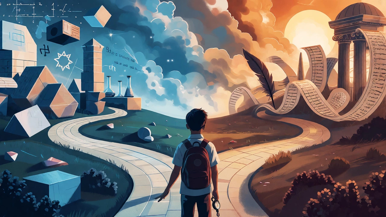 Student at a crossroads between STEM and Humanities educational paths
